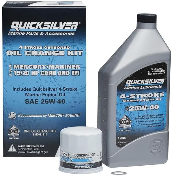 QUICKSILVER 15/20 HP CARB 4-STROKE SEA 25W-40 OIL CHANGE KIT