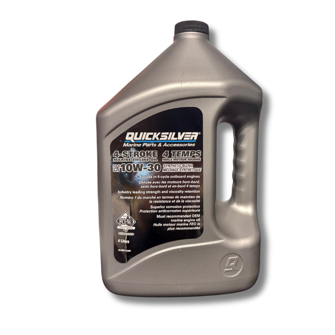 QUICKSILVER 4-STROKE 10W-30 MARINE ENGINE OIL SYNTHETIC BLEND (4L)